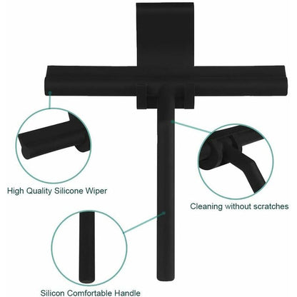 27Cm Silicone Shower Squeegee - For Glass Shower Door And Wall - With Hanging Hook - Black V1188-MS-227-1656