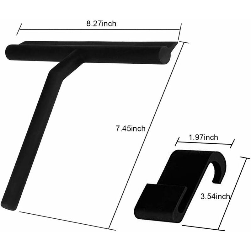 27Cm Silicone Shower Squeegee - For Glass Shower Door And Wall - With Hanging Hook - Black V1188-MS-227-1656