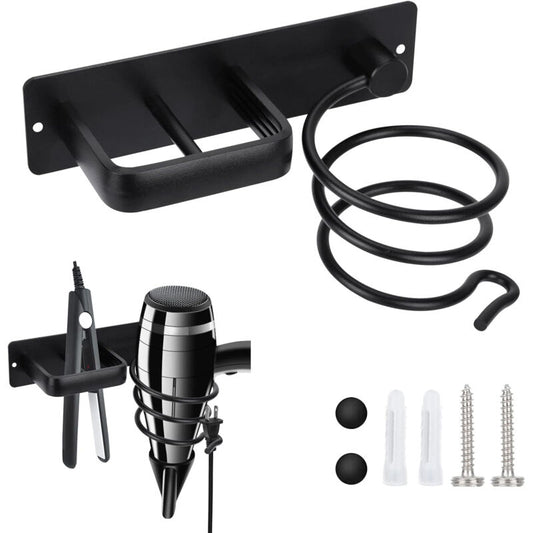 Hair Dryer Holder And Straightener Stand, Hair Dryer Holder With Cable Management, Wall Mounted Hair Dryer V1188-MS-227-1658