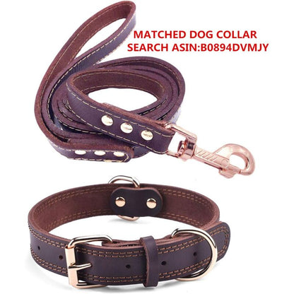 Premium Genuine Leather Dog Collar/Durable Real Leather Adjustable Collars For Male Female (size: M) V1188-MS-227-1674