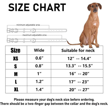 Premium Genuine Leather Dog Collar/Durable Real Leather Adjustable Collars For Male Female (size: M) V1188-MS-227-1674
