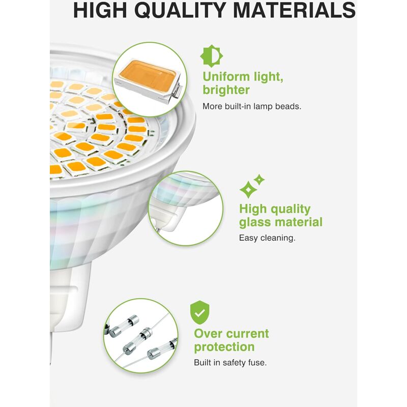 LED Bulbs Gu5.3 5W 12V Mr16 Spotlight Replace Halogen Spotlight 460 Lumens Warm White 3000K Non-Dimmable Pack V1188-MS-227-1677
