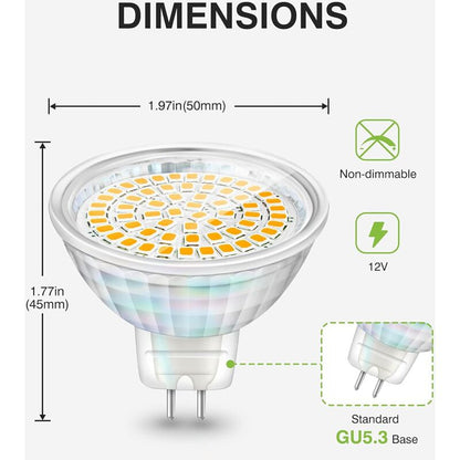 LED Bulbs Gu5.3 5W 12V Mr16 Spotlight Replace Halogen Spotlight 460 Lumens Warm White 3000K Non-Dimmable Pack V1188-MS-227-1677