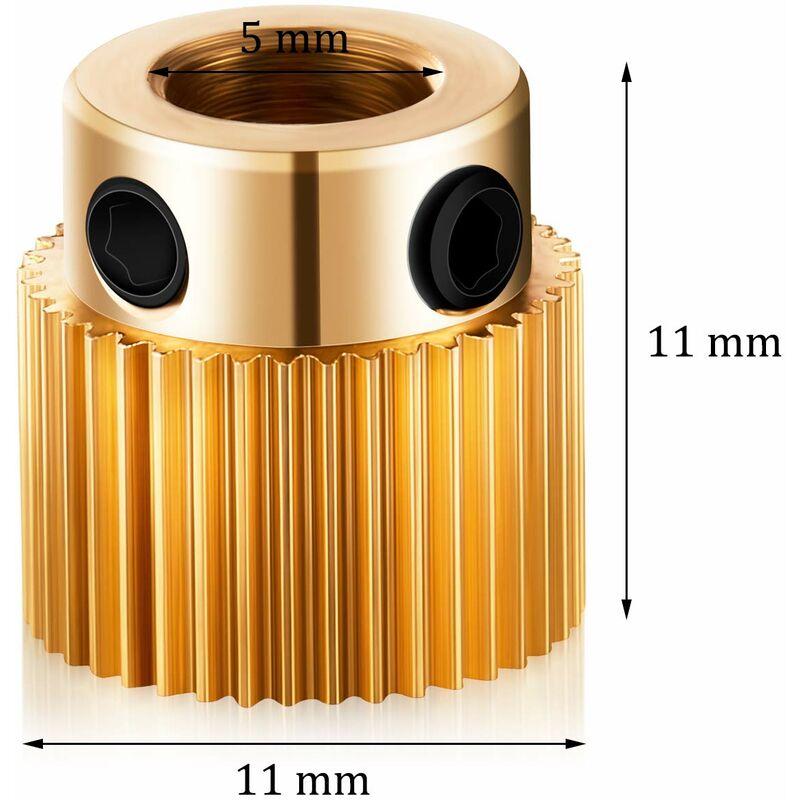 Extruder Wheel 3D Printer Parts Gear 40 Teeth Brass Extruder Wheel Compatible With Cr-10, Cr-10S, S4, S5, V1188-MS-227-1679