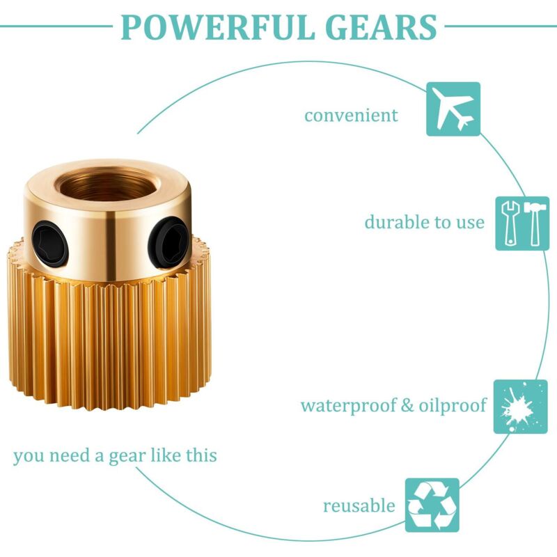 Extruder Wheel 3D Printer Parts Gear 40 Teeth Brass Extruder Wheel Compatible With Cr-10, Cr-10S, S4, S5, V1188-MS-227-1679