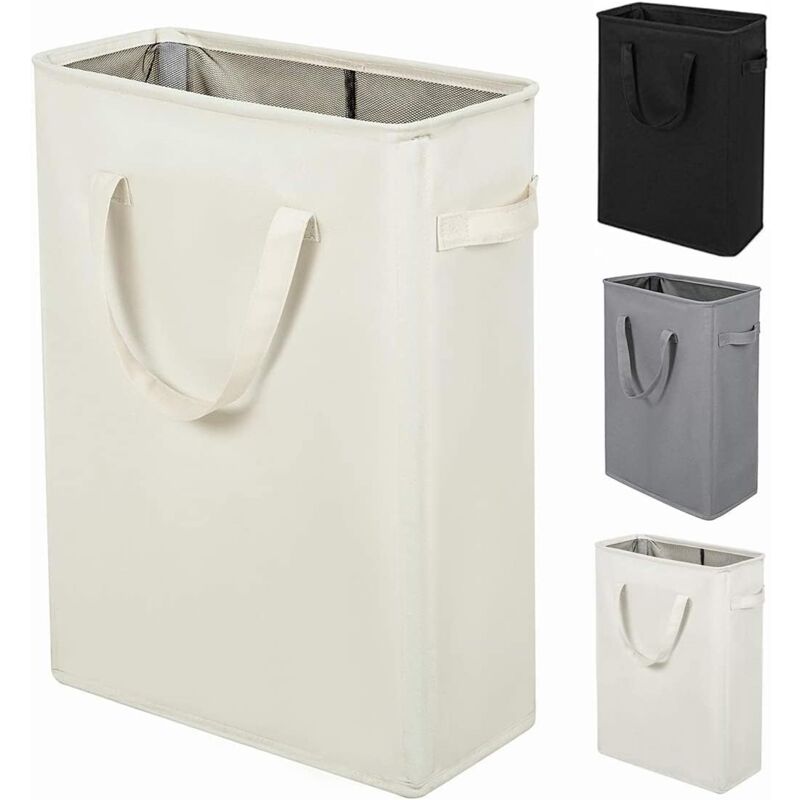 Long Foldable Laundry Basket With Handles 45L Beige V1188-MS-227-1682