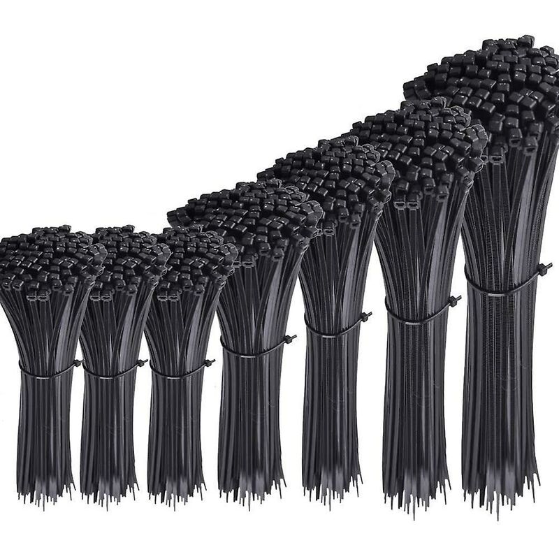 700 Piece Black Nylon Cable Ties, Lengths 4"/ 6"/ 8"/ 10"/ 12" V1188-MS-227-1687