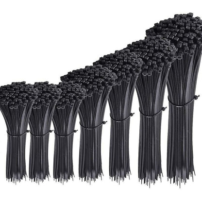 700 Piece Black Nylon Cable Ties, Lengths 4"/ 6"/ 8"/ 10"/ 12" V1188-MS-227-1687