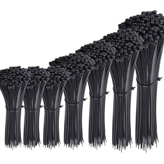 700 Piece Black Nylon Cable Ties, Lengths 4"/ 6"/ 8"/ 10"/ 12" V1188-MS-227-1687