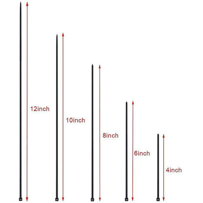 700 Piece Black Nylon Cable Ties, Lengths 4"/ 6"/ 8"/ 10"/ 12" V1188-MS-227-1687