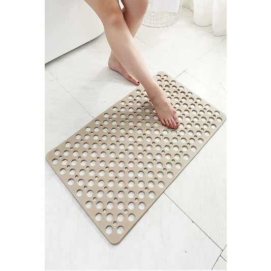 Anti-Mold Non-Slip Bath Mat Tpe Shower Mat Antibacterial Non-Slip Bathroom Mat With Suction Cups Khaki 16.9" V1188-MS-227-1688