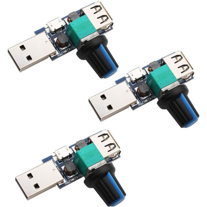 3 pcs 5W Usb Fan Speed Controller, Dc 5V Dc 4-12V To 2.5-8V Stepless Usb Fan Regulator Speed Control Knob V1188-MS-227-1698