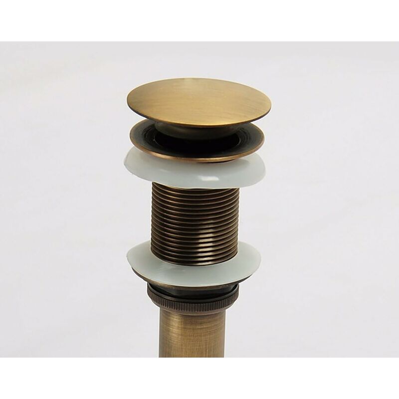Single Handle Push-Pull Pop-Up Clicker Sink Faucet Build Plug Without Overflow (Antique Brass) V1188-MS-227-1701