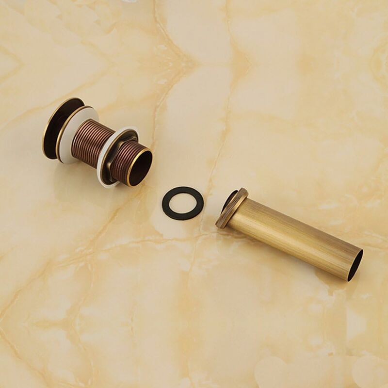 Single Handle Push-Pull Pop-Up Clicker Sink Faucet Build Plug Without Overflow (Antique Brass) V1188-MS-227-1701