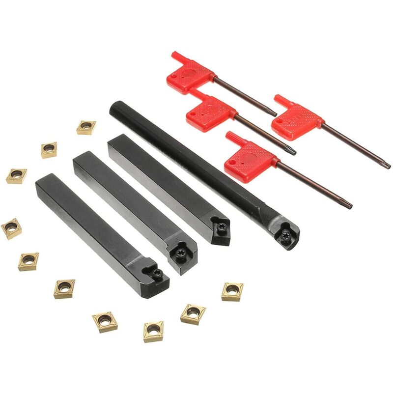 4 pcs Turning Tool Holder + Ccmt09T304 Carbide Inserts + T15 Wrench V1188-MS-227-1702
