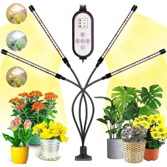 Plant Grow Light, 2020 New 80 LEDs 4 Heads Grow Lamp, Auto Timing - On/Off LED Grow Light For Seedlings, V1188-MS-227-1706