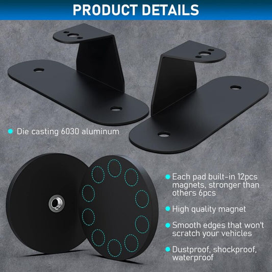 Magnetic Base LED Strip Mounting Bracket, Strong Suction Cup Holder For Straight Curved Side LED Strip V1188-MS-227-1707