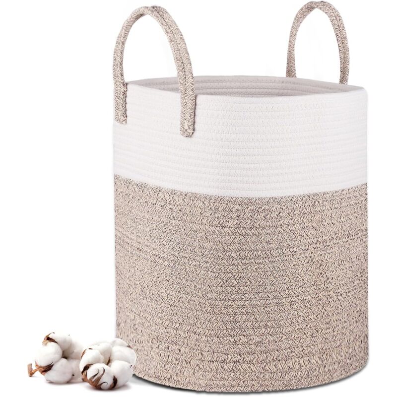 Laundry Basket - 40 X 35 Cm Foldable Storage Baskets - Cotton ROpe Laundry Basket With Handles - Toy Storage V1188-MS-227-1709
