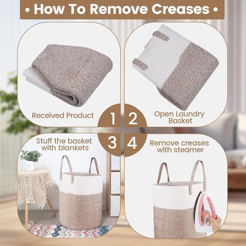 Laundry Basket - 40 X 35 Cm Foldable Storage Baskets - Cotton ROpe Laundry Basket With Handles - Toy Storage V1188-MS-227-1709