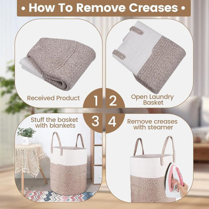 Laundry Basket - 40 X 35 Cm Foldable Storage Baskets - Cotton ROpe Laundry Basket With Handles - Toy Storage V1188-MS-227-1709