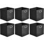 6 pcs Set Foldable Fabric Storage Cubes With Oval Grommets Black V1188-MS-227-1712