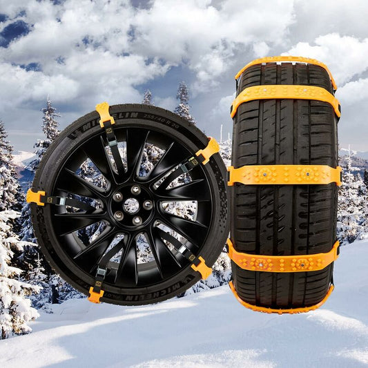 10 pcs Car Snow Socks 185-225 Mm, Yellow Snow Chains, Adjustable Emergency Traction Cables Anti-Slip Car Tire V1188-MS-227-1716