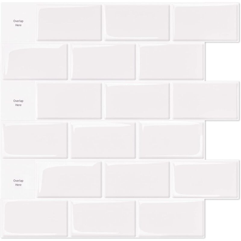 10 pcs White Subway Tiles Self Adhesive Kitchen Bathroom Backsplash 3D Vinyl Brick Adhesive Paper 30X30Cm V1188-MS-227-1718