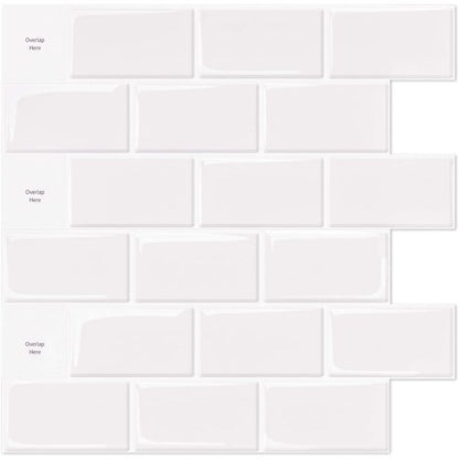 10 pcs White Subway Tiles Self Adhesive Kitchen Bathroom Backsplash 3D Vinyl Brick Adhesive Paper 30X30Cm V1188-MS-227-1718