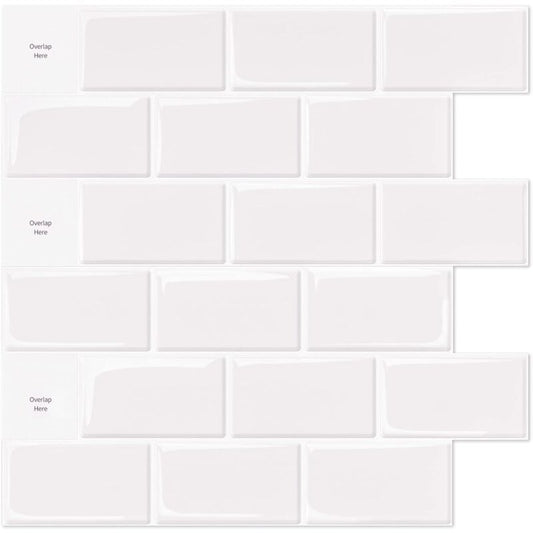 10 pcs White Subway Tiles Self Adhesive Kitchen Bathroom Backsplash 3D Vinyl Brick Adhesive Paper 30X30Cm V1188-MS-227-1718