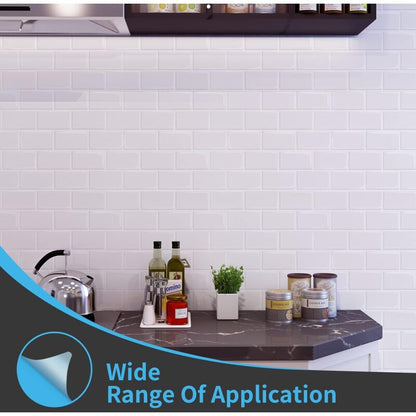 10 pcs White Subway Tiles Self Adhesive Kitchen Bathroom Backsplash 3D Vinyl Brick Adhesive Paper 30X30Cm V1188-MS-227-1718