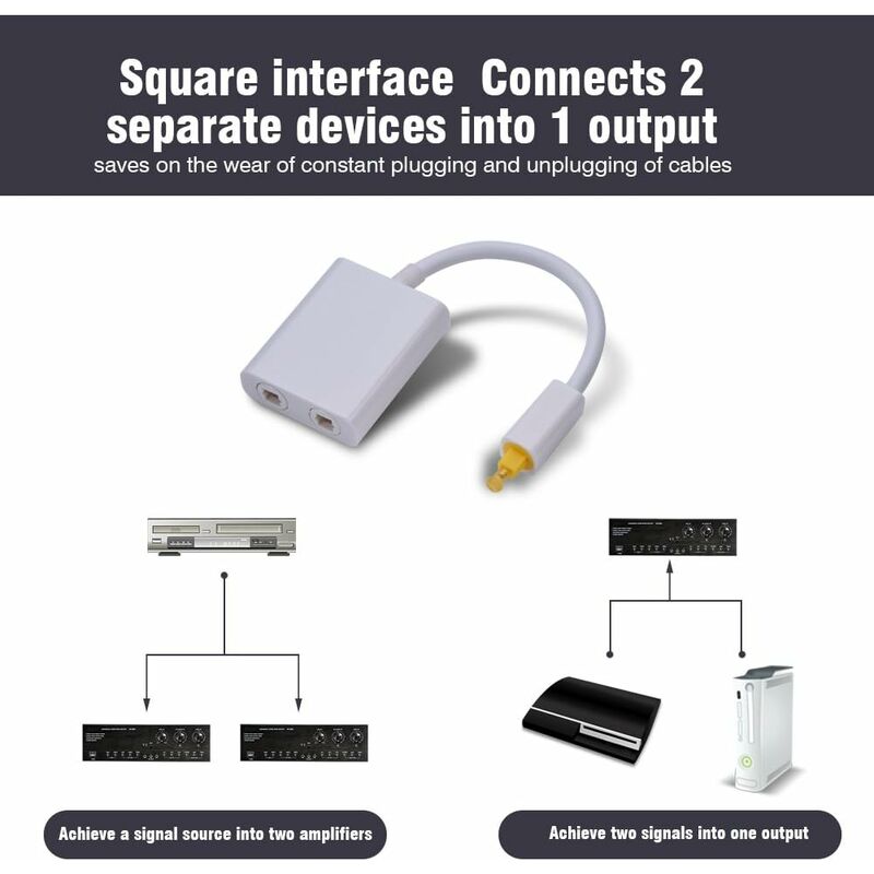 Dual Port Digital Optical Audio Splitter Easily Connect Multiple Components Without Swapping Connections Low V1188-MS-227-1728