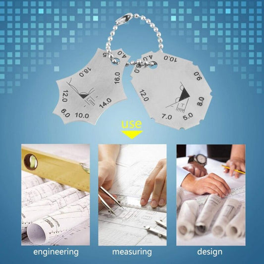 Welding Gauge, Fillet Weld, T-Joint, Throat Depth, Leg Length, Two-Piece Gauge Ruler, Made Of High Quality V1188-MS-227-1733