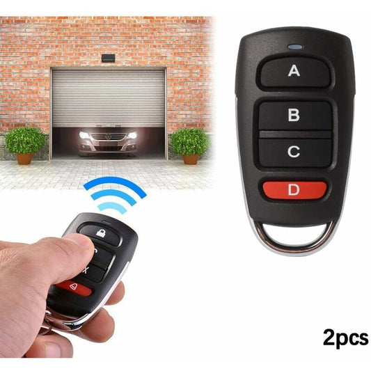 2 Pack Universal Garage Door Cloning Key Fob Remote Control 433Mhz 4 Button Cloner For Garage Door Electric V1188-MS-227-1740