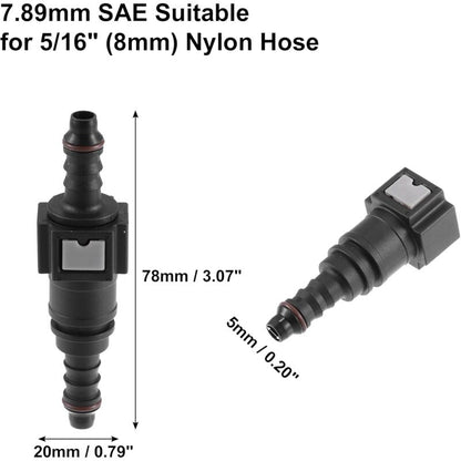7.89Mm To 8Mm Straight Car Fuel Hose Quick Release Connector 2 Set V1188-MS-227-1742