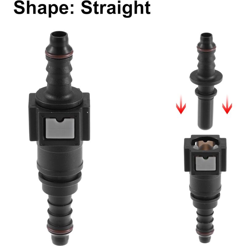 7.89Mm To 8Mm Straight Car Fuel Hose Quick Release Connector 2 Set V1188-MS-227-1742