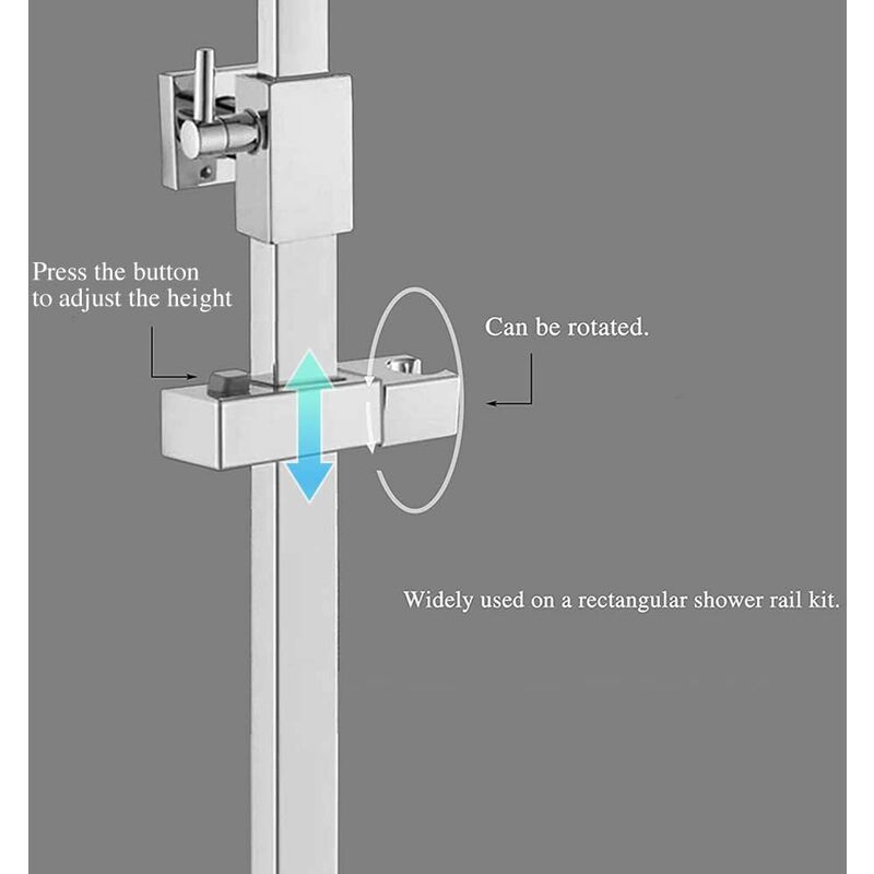 Adjustable Rectangular Shower Head Sliding Bracket Holder For Bathroom V1188-MS-227-1743