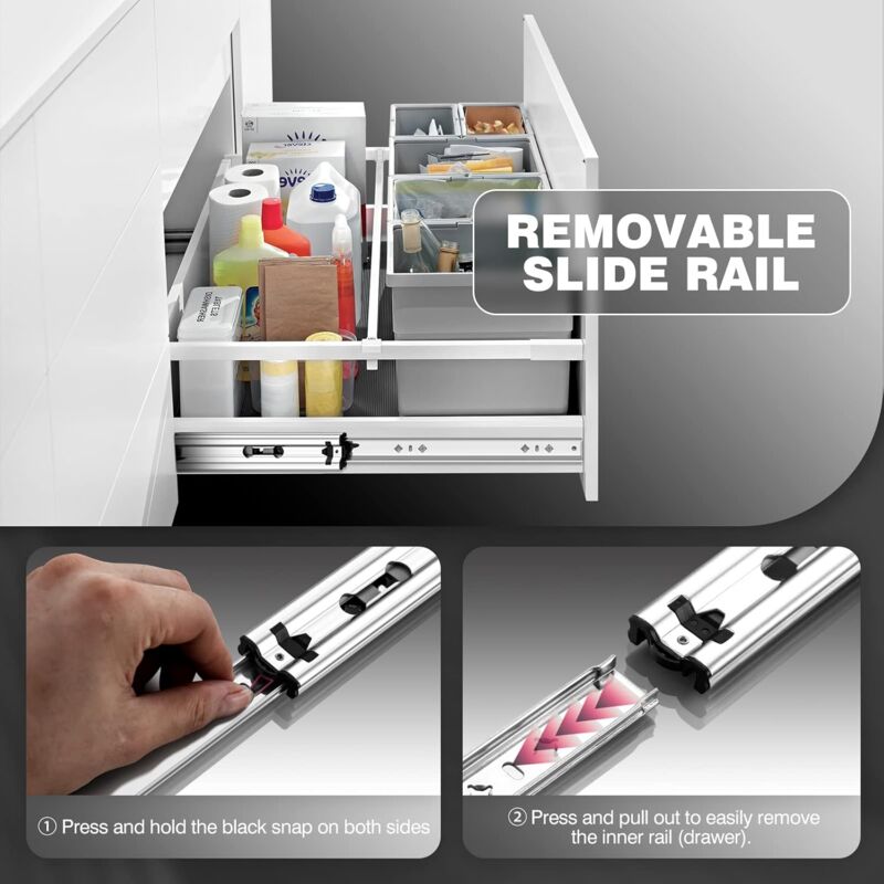 Heavy Duty Drawer Slide With DAmper Drawer Slide 120Kg Load Capacity Ball Bearing 1 Pair (30Cm) V1188-MS-227-1748