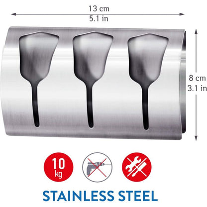 Adhesive Bathroom Towel Holder, Kitchen Towel Rack With 3 Brushed Stainless Steel Hooks, 10 Kg V1188-MS-227-1749