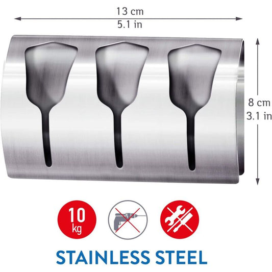 Adhesive Bathroom Towel Holder, Kitchen Towel Rack With 3 Brushed Stainless Steel Hooks, 10 Kg V1188-MS-227-1749