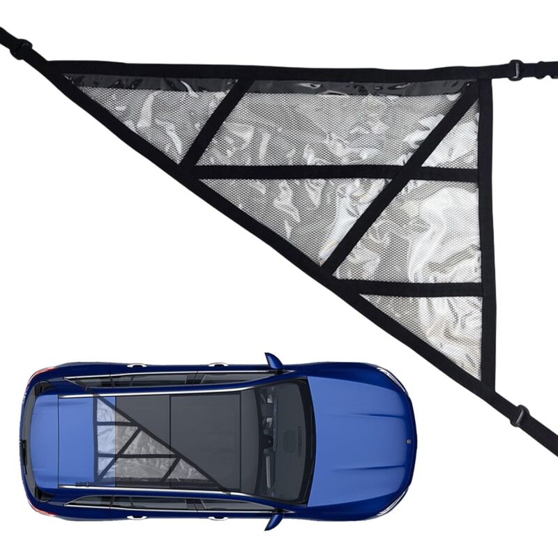 Ceiling Cargo Net - Triangle Car Ceiling Cargo Net Pocket Storage Net - Adjustable Double Layer Mesh ROof V1188-MS-227-1752