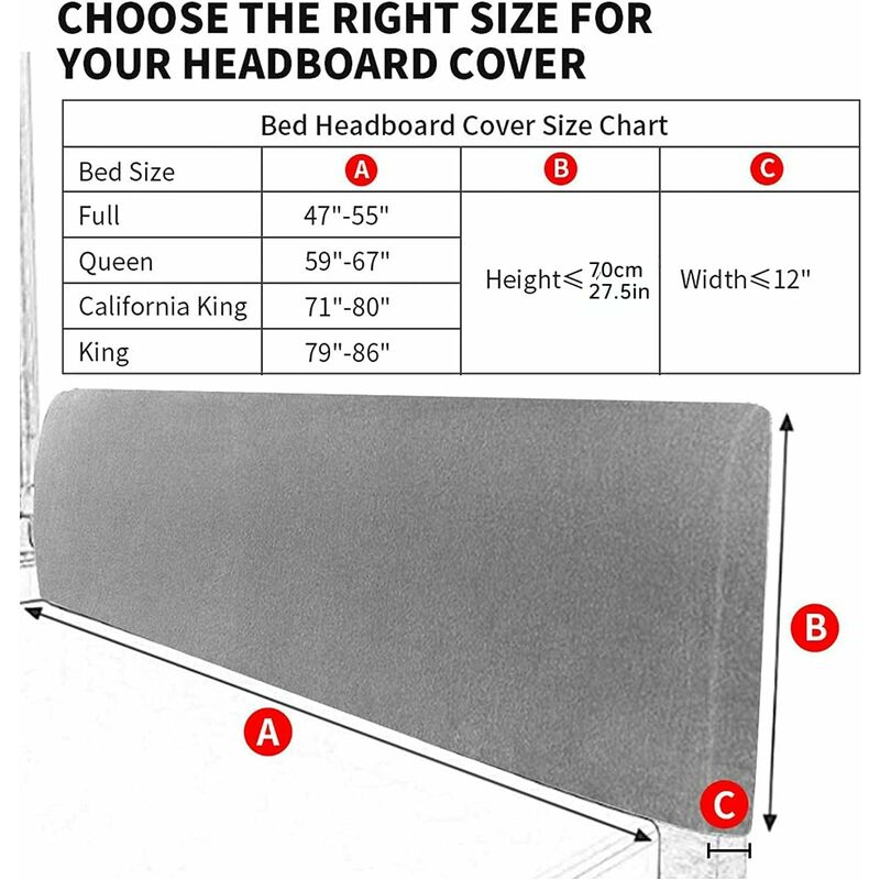 Stretch Headboard Cover For Queen And King Size Bed, Curved Dustproof Protector Slipcover For Bedroom Decor V1188-MS-227-1754