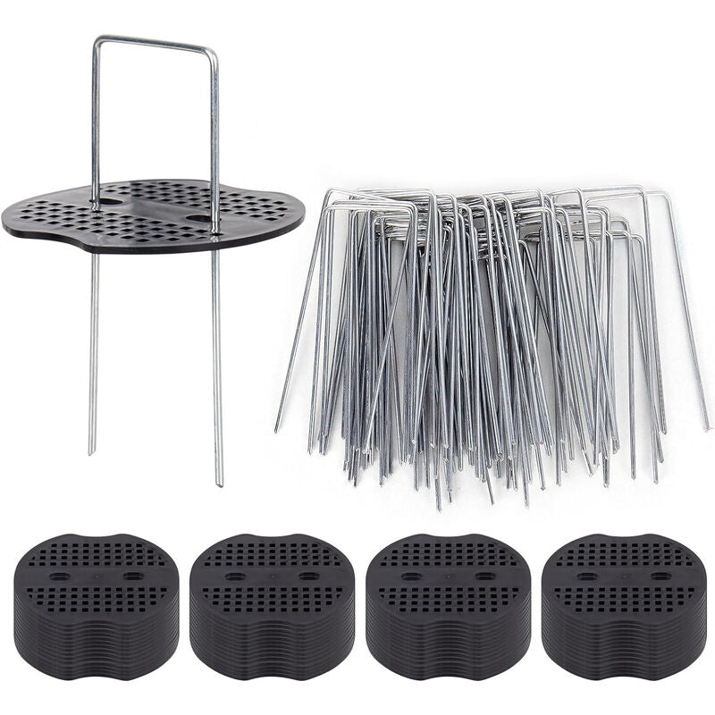 50 Garden Stakes With Washers, Galvanized Steel Tarpaulin Fixing Stakes, Mulch Fabric Fixing Staples, V1188-MS-227-1758