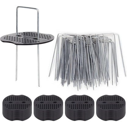 50 Garden Stakes With Washers, Galvanized Steel Tarpaulin Fixing Stakes, Mulch Fabric Fixing Staples, V1188-MS-227-1758