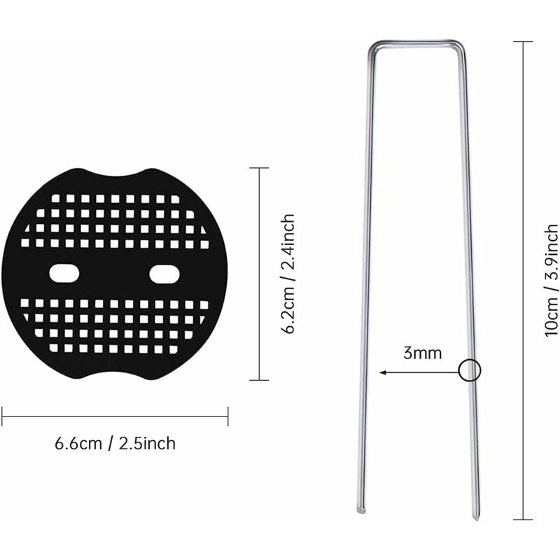 50 Garden Stakes With Washers, Galvanized Steel Tarpaulin Fixing Stakes, Mulch Fabric Fixing Staples, V1188-MS-227-1758