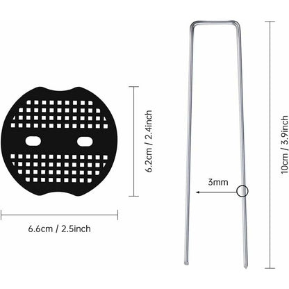 50 Garden Stakes With Washers, Galvanized Steel Tarpaulin Fixing Stakes, Mulch Fabric Fixing Staples, V1188-MS-227-1758