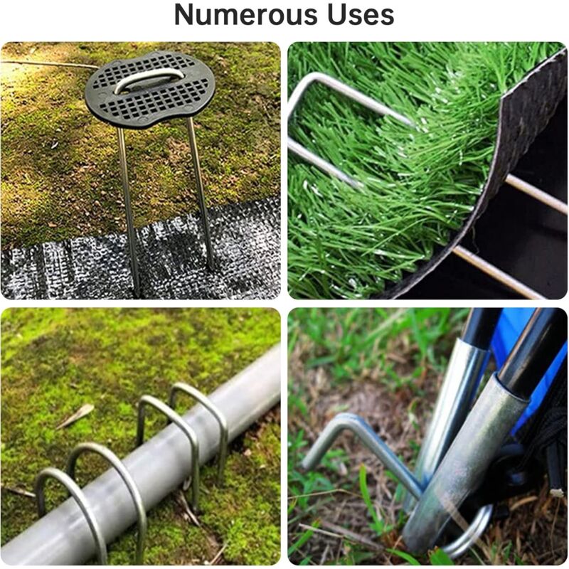 50 Garden Stakes With Washers, Galvanized Steel Tarpaulin Fixing Stakes, Mulch Fabric Fixing Staples, V1188-MS-227-1758