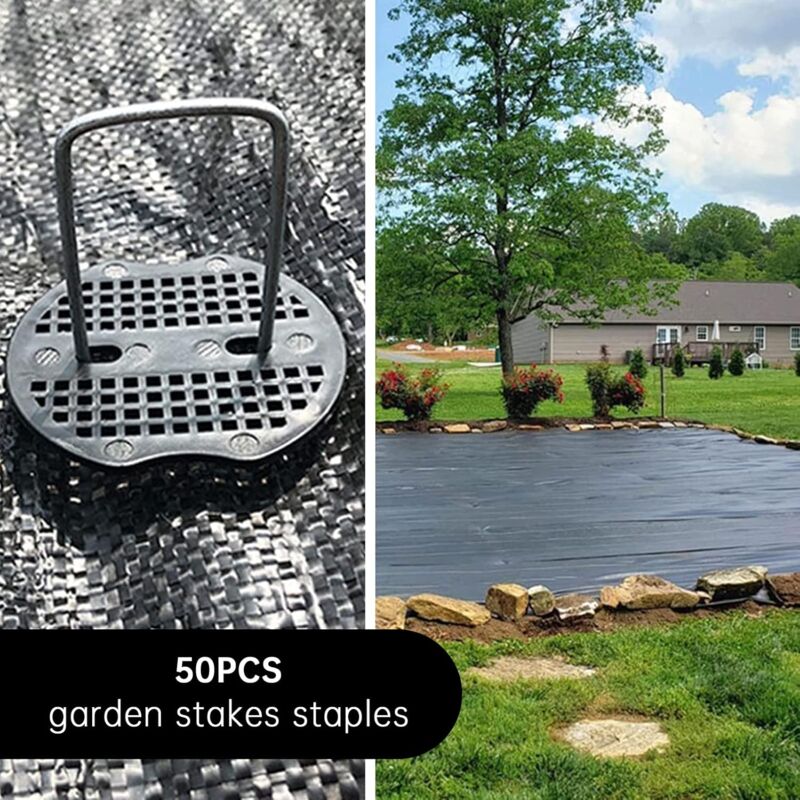 50 Garden Stakes With Washers, Galvanized Steel Tarpaulin Fixing Stakes, Mulch Fabric Fixing Staples, V1188-MS-227-1758