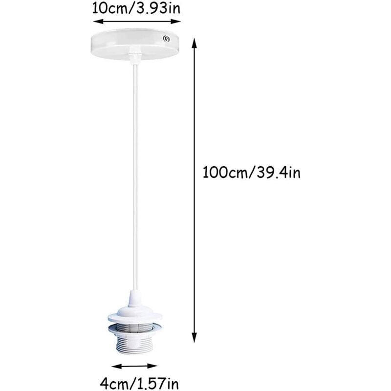 Parts E27 Lamp Socket, Pendant Light Holder Hanging Lamps Accessories With 1M Cable, E27 Lamp Holder With V1188-MS-227-1760