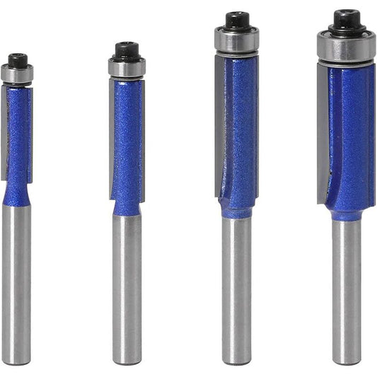 4Pc Flush Trim ROuter Bit Set - 6Mm Shank - Ball Bearings - Grooving ROuter Bit - Wood ROuter Bit - Grooving V1188-MS-227-1762