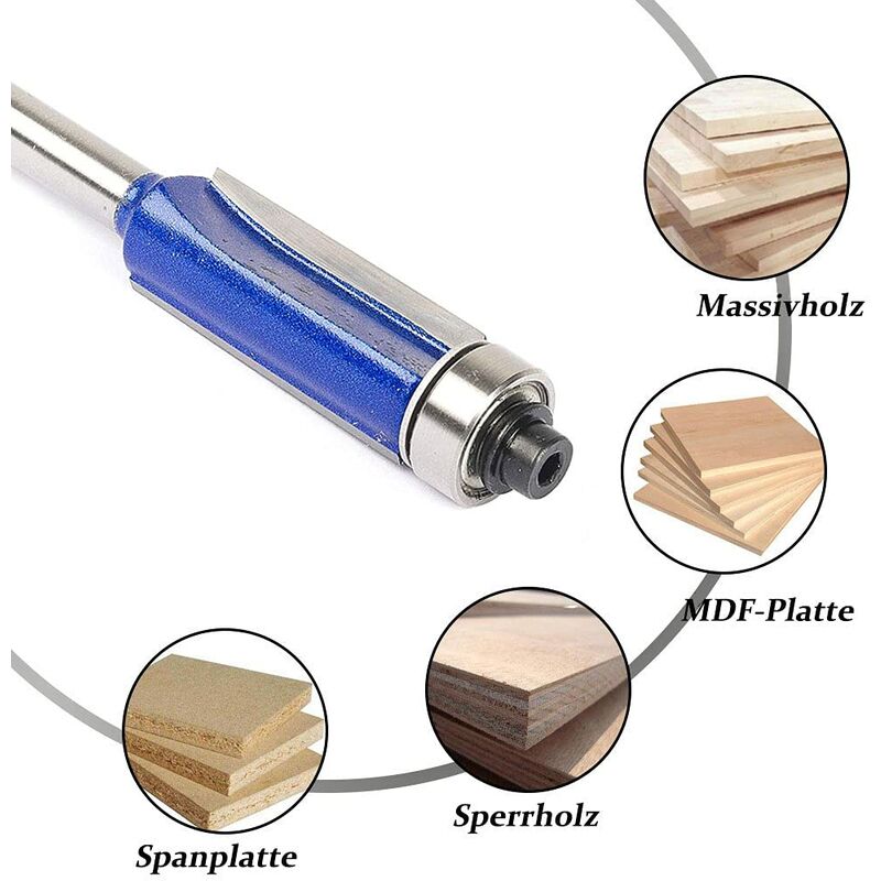 4Pc Flush Trim ROuter Bit Set - 6Mm Shank - Ball Bearings - Grooving ROuter Bit - Wood ROuter Bit - Grooving V1188-MS-227-1762